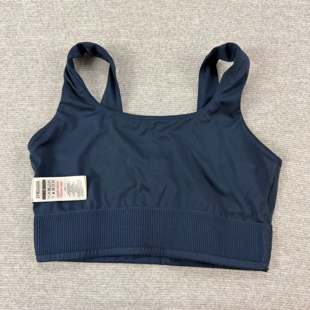 Gymshark Womens‎ B4A9L Square Neck Sports Bra Navy Blue Small